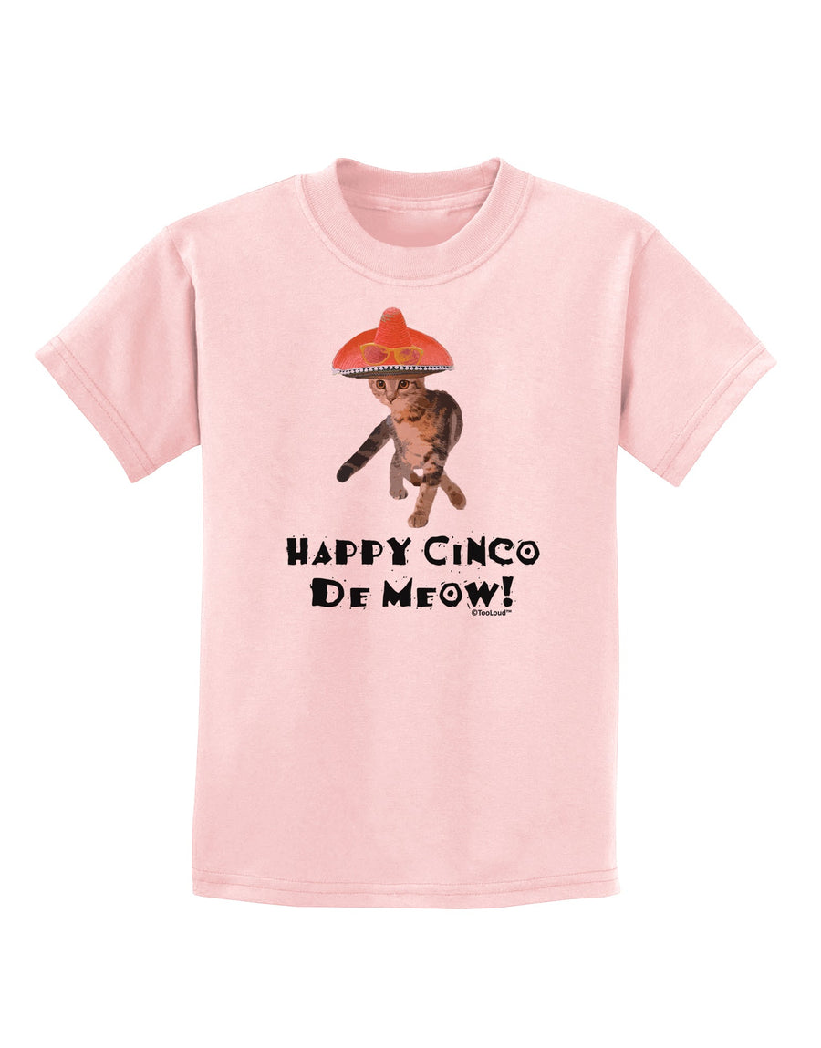 Cat with Pink Sombrero - Happy Cinco de Meow Childrens T-Shirt by TooLoud-Childrens T-Shirt-TooLoud-White-X-Small-Davson Sales