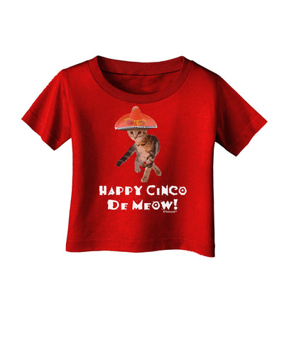 Cat with Pink Sombrero - Happy Cinco de Meow Infant T-Shirt Dark by TooLoud-Infant T-Shirt-TooLoud-Red-06-Months-Davson Sales