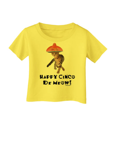 Cat with Pink Sombrero - Happy Cinco de Meow Infant T-Shirt by TooLoud-Infant T-Shirt-TooLoud-Yellow-06-Months-Davson Sales