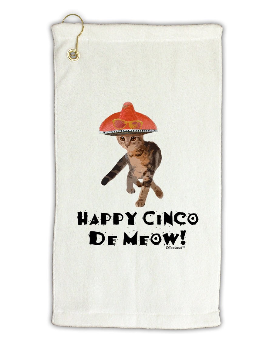 Cat with Pink Sombrero - Happy Cinco de Meow Micro Terry Gromet Golf Towel 16 x 25 inch by TooLoud-Golf Towel-TooLoud-White-Davson Sales