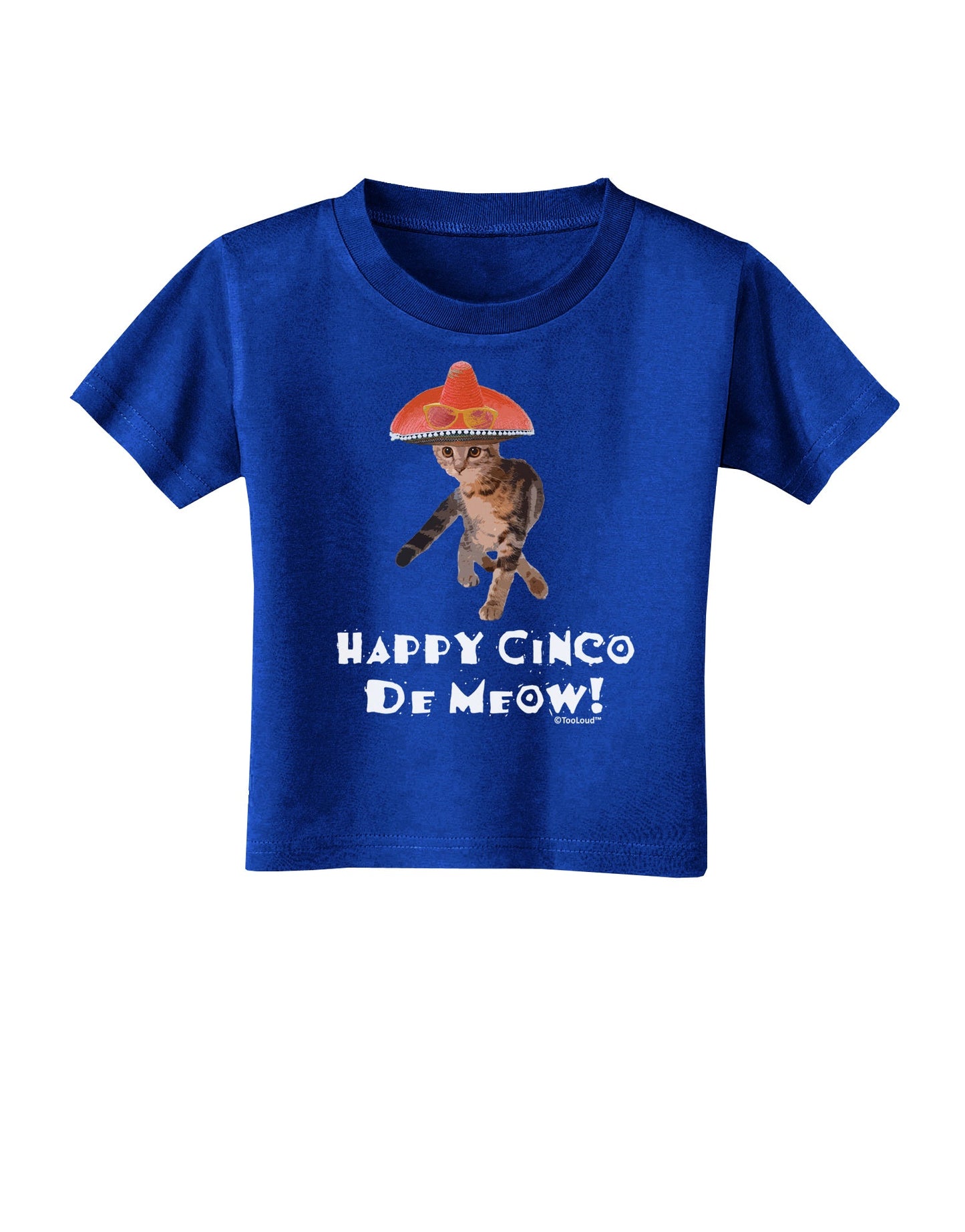 Cat with Pink Sombrero - Happy Cinco de Meow Toddler T-Shirt Dark by TooLoud-Toddler T-Shirt-TooLoud-Royal-Blue-2T-Davson Sales
