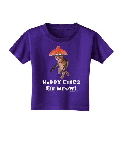 Cat with Pink Sombrero - Happy Cinco de Meow Toddler T-Shirt Dark by TooLoud-Toddler T-Shirt-TooLoud-Purple-2T-Davson Sales