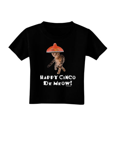 Cat with Pink Sombrero - Happy Cinco de Meow Toddler T-Shirt Dark by TooLoud-Toddler T-Shirt-TooLoud-Black-2T-Davson Sales