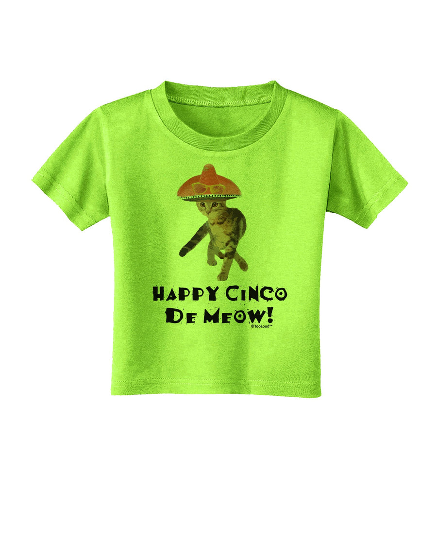 Cat with Pink Sombrero - Happy Cinco de Meow Toddler T-Shirt by TooLoud-Toddler T-Shirt-TooLoud-White-2T-Davson Sales