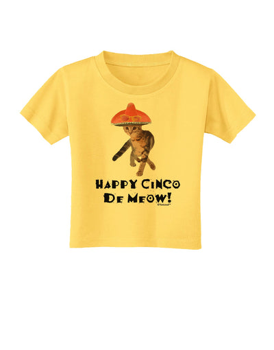 Cat with Pink Sombrero - Happy Cinco de Meow Toddler T-Shirt by TooLoud-Toddler T-Shirt-TooLoud-Yellow-2T-Davson Sales