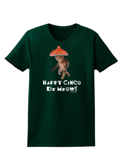 Cat with Pink Sombrero - Happy Cinco de Meow Womens Dark T-Shirt by TooLoud-Womens T-Shirt-TooLoud-Forest-Green-Small-Davson Sales