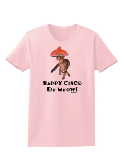 Cat with Pink Sombrero - Happy Cinco de Meow Womens T-Shirt by TooLoud-Womens T-Shirt-TooLoud-PalePink-X-Small-Davson Sales