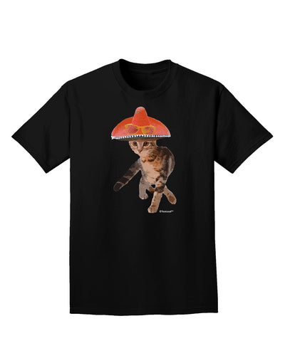 Cat with Pink Sombrero and Sunglasses Adult Dark T-Shirt by TooLoud-Mens T-Shirt-TooLoud-Black-Small-Davson Sales