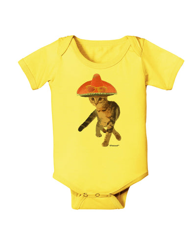 Cat with Pink Sombrero and Sunglasses Baby Romper Bodysuit by TooLoud-Baby Romper-TooLoud-Yellow-06-Months-Davson Sales