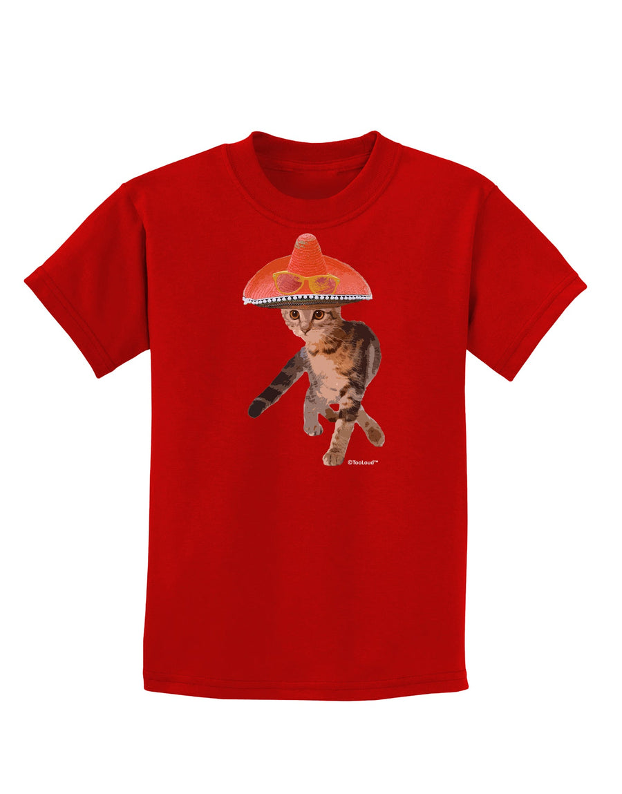 Cat with Pink Sombrero and Sunglasses Childrens Dark T-Shirt by TooLoud-Childrens T-Shirt-TooLoud-Black-X-Small-Davson Sales