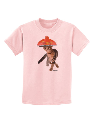 Cat with Pink Sombrero and Sunglasses Childrens T-Shirt by TooLoud-Childrens T-Shirt-TooLoud-PalePink-X-Small-Davson Sales