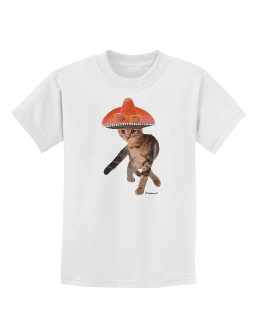 Cat with Pink Sombrero and Sunglasses Childrens T-Shirt by TooLoud-Childrens T-Shirt-TooLoud-White-X-Small-Davson Sales
