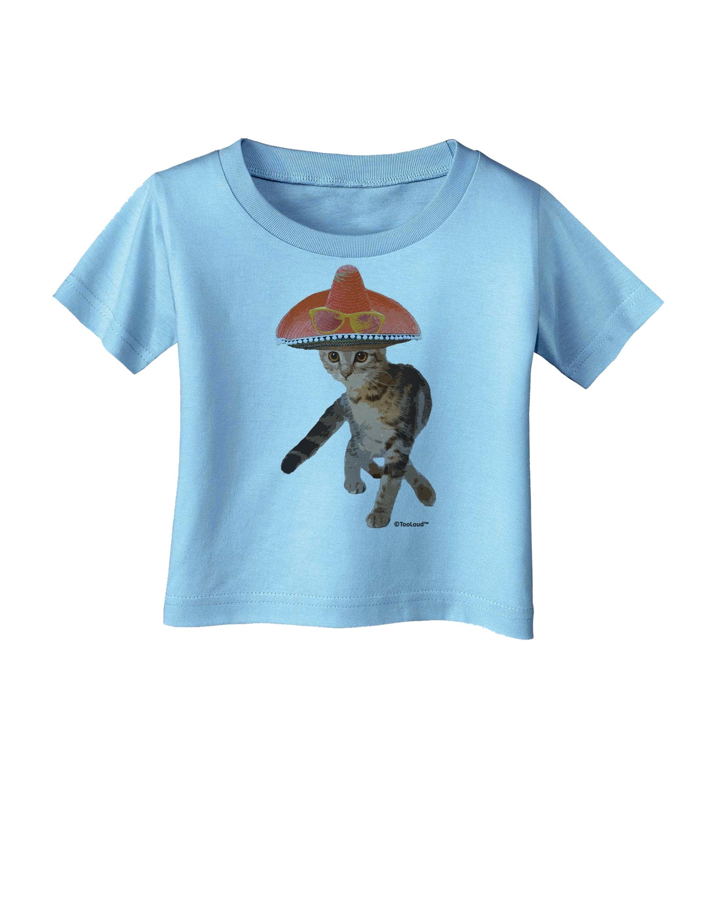 Cat with Pink Sombrero and Sunglasses Infant T-Shirt by TooLoud-Infant T-Shirt-TooLoud-Aquatic-Blue-06-Months-Davson Sales