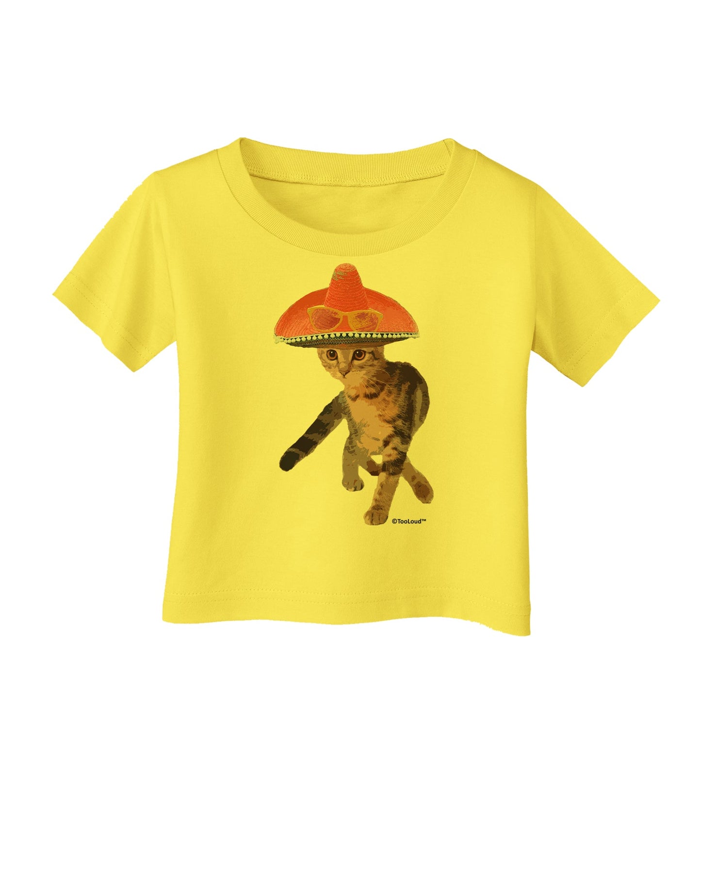 Cat with Pink Sombrero and Sunglasses Infant T-Shirt by TooLoud-Infant T-Shirt-TooLoud-Yellow-06-Months-Davson Sales