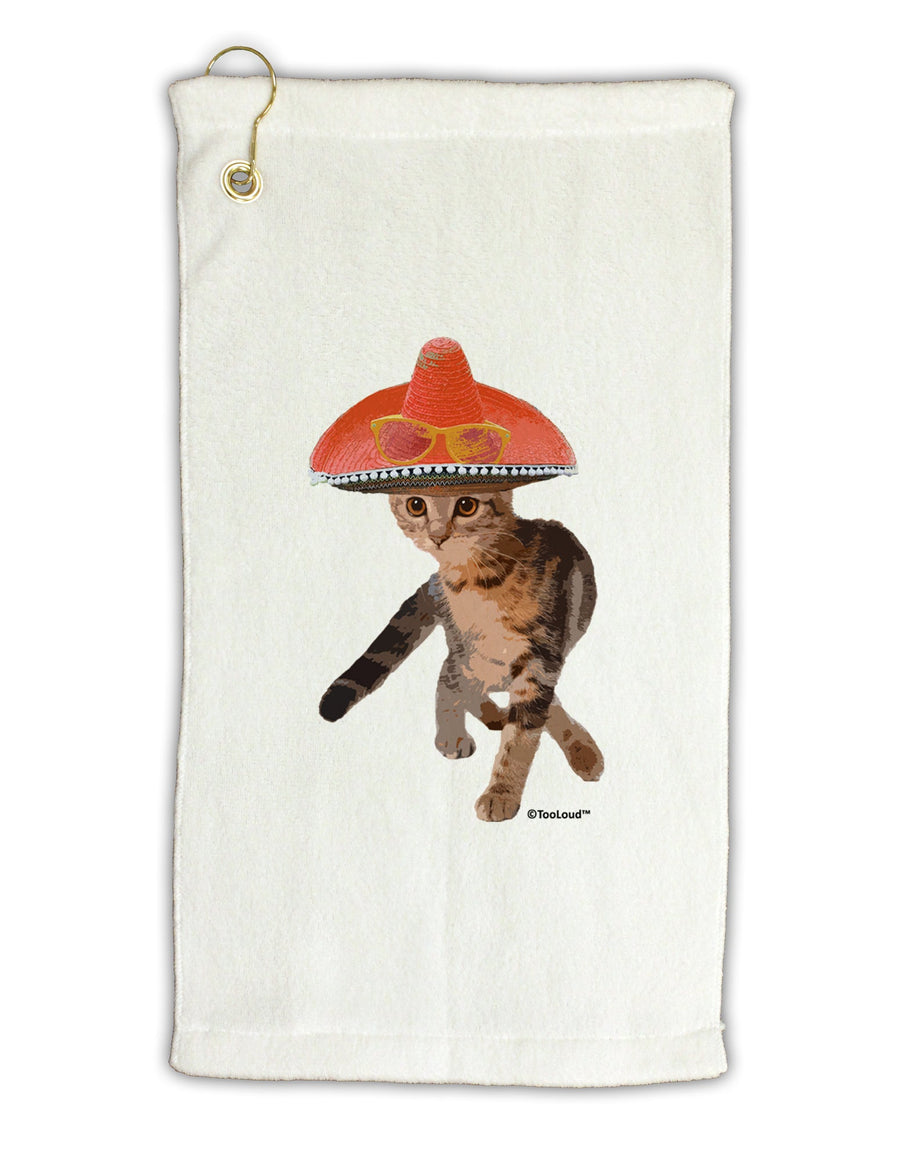 Cat with Pink Sombrero and Sunglasses Micro Terry Gromet Golf Towel 16 x 25 inch by TooLoud-Golf Towel-TooLoud-White-Davson Sales