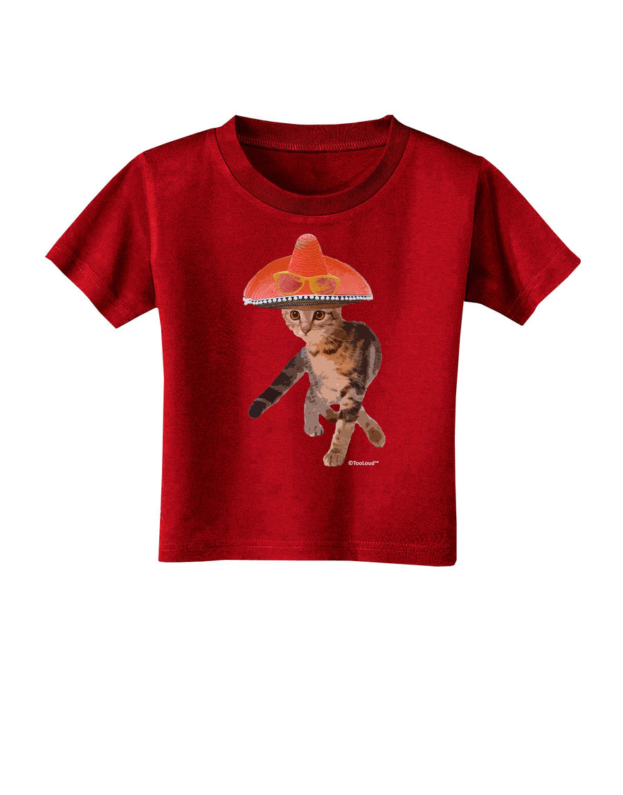 Cat with Pink Sombrero and Sunglasses Toddler T-Shirt Dark by TooLoud-Toddler T-Shirt-TooLoud-Black-2T-Davson Sales