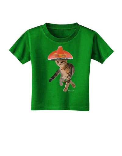 Cat with Pink Sombrero and Sunglasses Toddler T-Shirt Dark by TooLoud-Toddler T-Shirt-TooLoud-Clover-Green-2T-Davson Sales