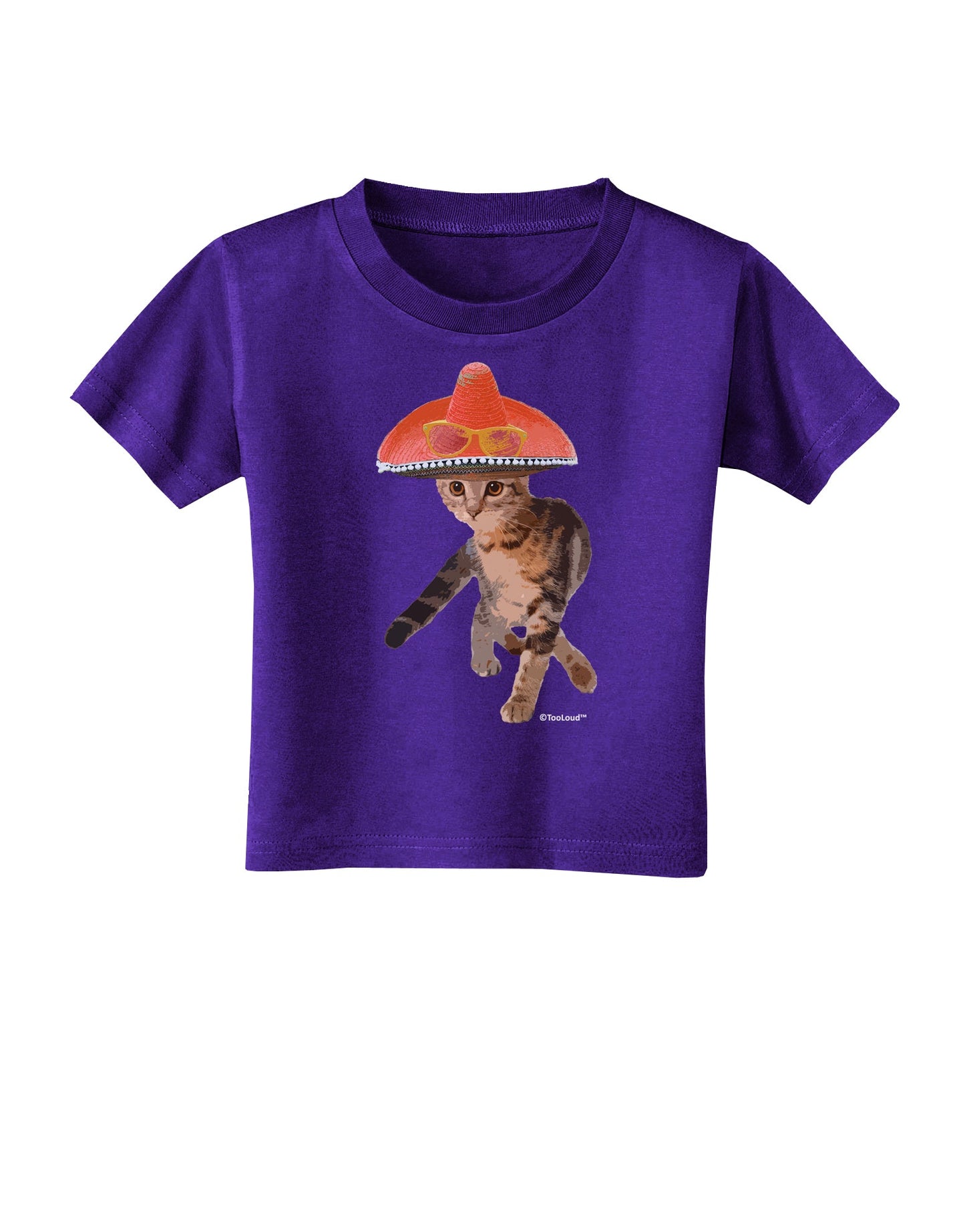 Cat with Pink Sombrero and Sunglasses Toddler T-Shirt Dark by TooLoud-Toddler T-Shirt-TooLoud-Purple-2T-Davson Sales