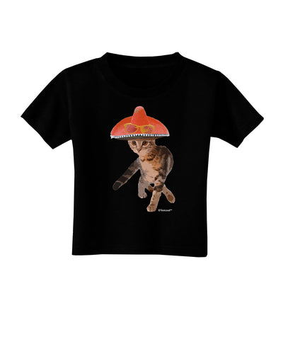 Cat with Pink Sombrero and Sunglasses Toddler T-Shirt Dark by TooLoud-Toddler T-Shirt-TooLoud-Black-2T-Davson Sales