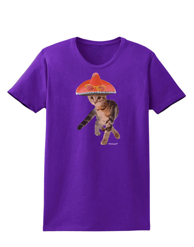 Cat with Pink Sombrero and Sunglasses Womens Dark T-Shirt by TooLoud-Womens T-Shirt-TooLoud-Purple-X-Small-Davson Sales