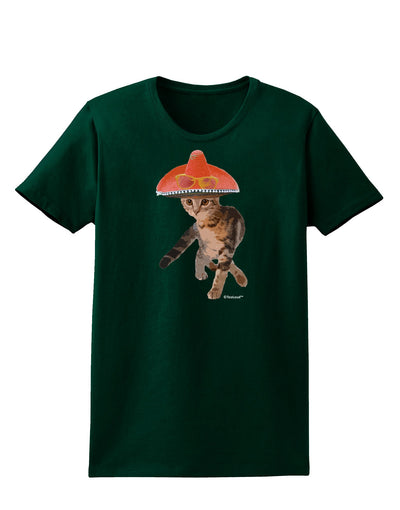 Cat with Pink Sombrero and Sunglasses Womens Dark T-Shirt by TooLoud-Womens T-Shirt-TooLoud-Forest-Green-Small-Davson Sales