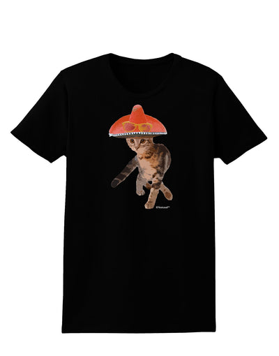 Cat with Pink Sombrero and Sunglasses Womens Dark T-Shirt by TooLoud-Womens T-Shirt-TooLoud-Black-X-Small-Davson Sales