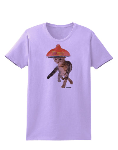 Cat with Pink Sombrero and Sunglasses Womens T-Shirt by TooLoud-Womens T-Shirt-TooLoud-Lavender-X-Small-Davson Sales