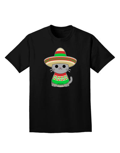 Cat with Sombrero and Poncho Adult Dark T-Shirt by TooLoud-Mens T-Shirt-TooLoud-Black-Small-Davson Sales