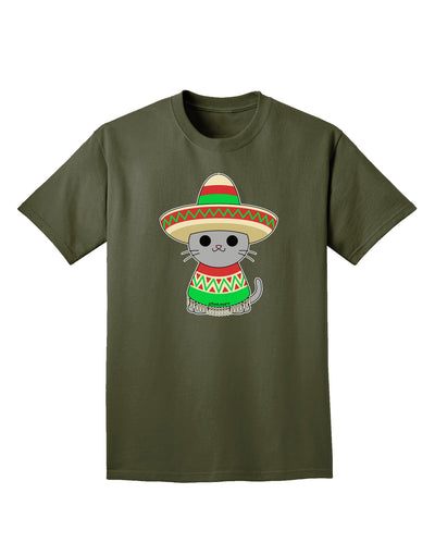 Cat with Sombrero and Poncho Adult Dark T-Shirt by TooLoud-Mens T-Shirt-TooLoud-Military-Green-Small-Davson Sales