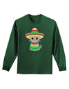 Cat with Sombrero and Poncho Adult Long Sleeve Dark T-Shirt by TooLoud-TooLoud-Dark-Green-Small-Davson Sales