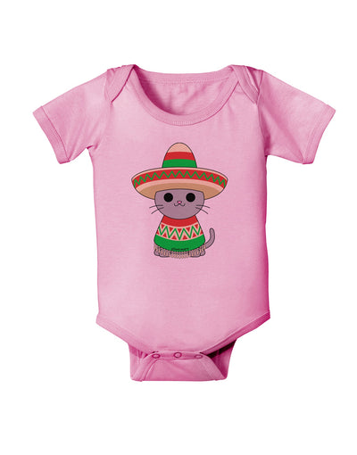 Cat with Sombrero and Poncho Baby Romper Bodysuit by TooLoud-Baby Romper-TooLoud-Light-Pink-06-Months-Davson Sales