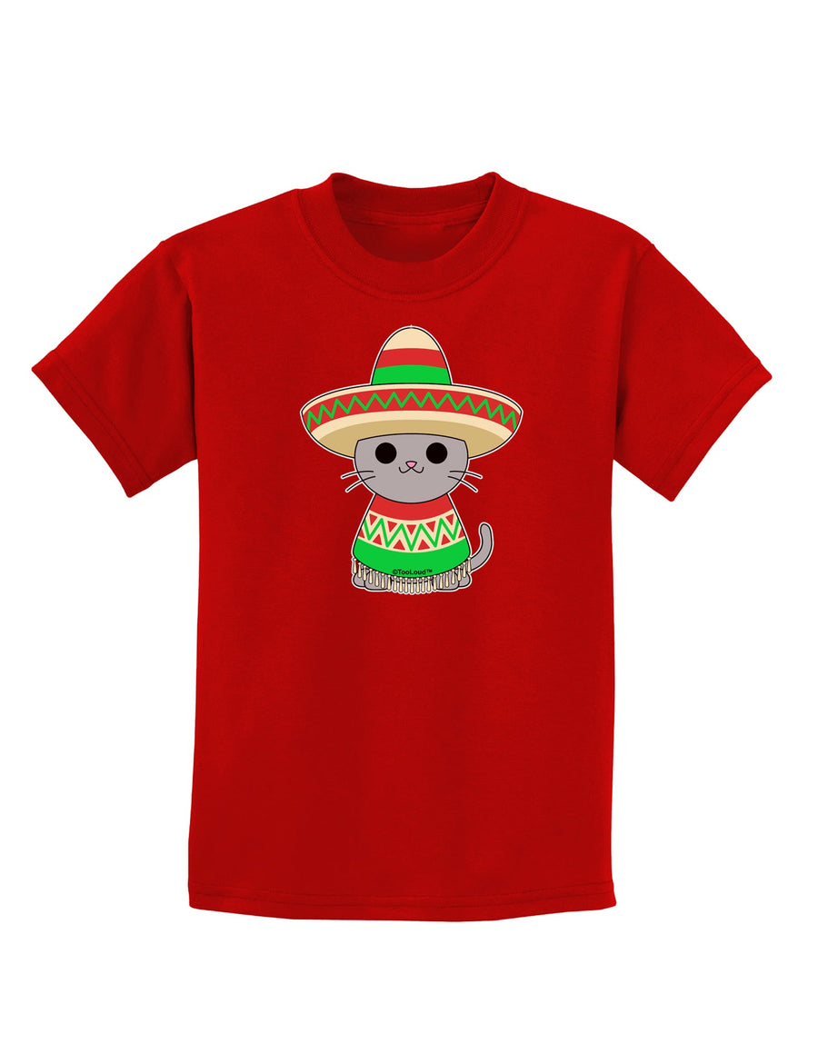 Cat with Sombrero and Poncho Childrens Dark T-Shirt by TooLoud-Childrens T-Shirt-TooLoud-Black-X-Small-Davson Sales