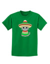 Cat with Sombrero and Poncho Childrens Dark T-Shirt by TooLoud-Childrens T-Shirt-TooLoud-Kelly-Green-X-Small-Davson Sales