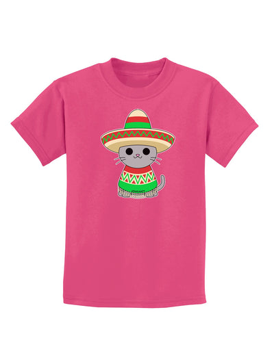 Cat with Sombrero and Poncho Childrens Dark T-Shirt by TooLoud-Childrens T-Shirt-TooLoud-Sangria-X-Small-Davson Sales