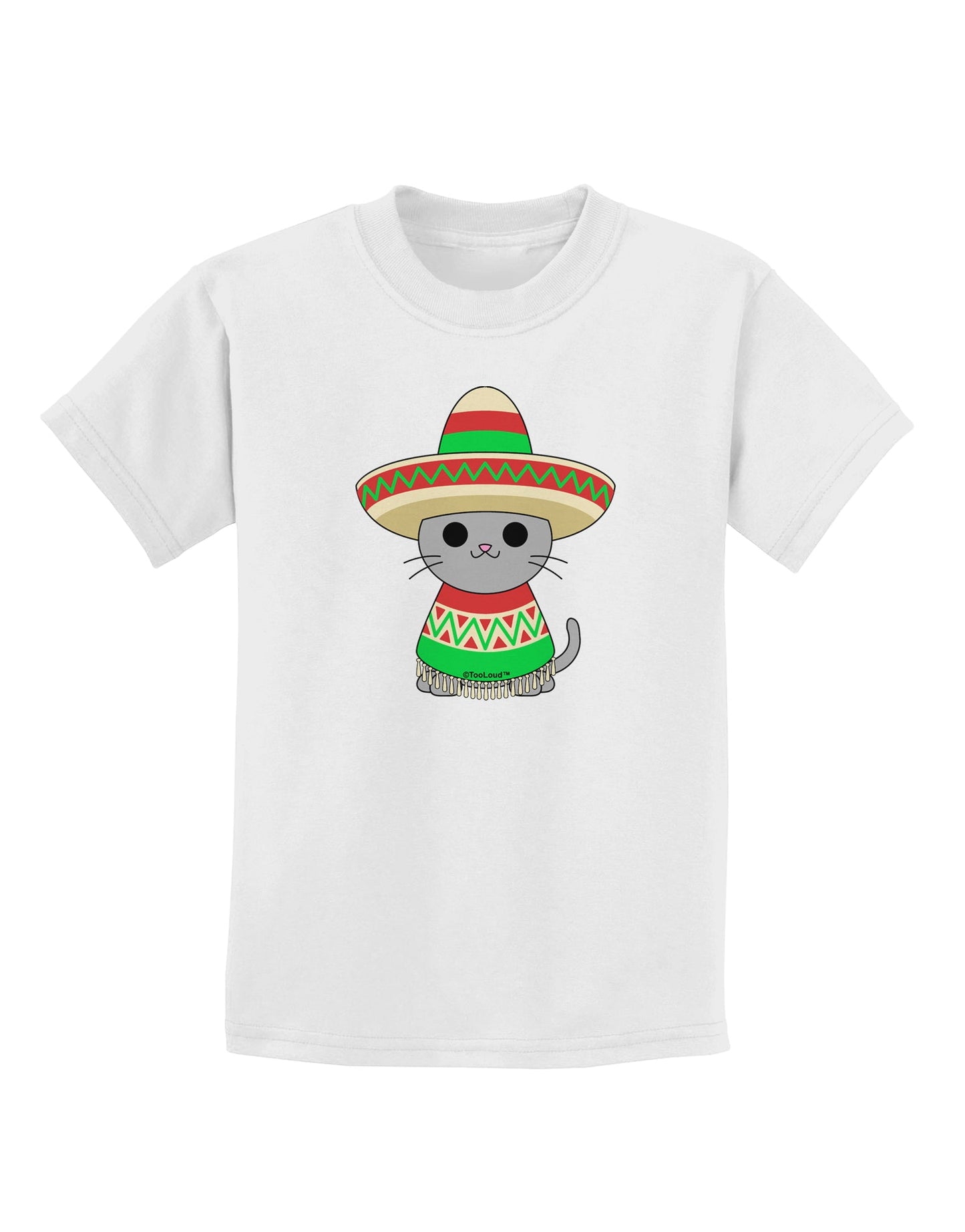 Cat with Sombrero and Poncho Childrens T-Shirt by TooLoud-Childrens T-Shirt-TooLoud-White-X-Small-Davson Sales