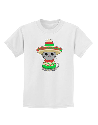 Cat with Sombrero and Poncho Childrens T-Shirt by TooLoud-Childrens T-Shirt-TooLoud-White-X-Small-Davson Sales