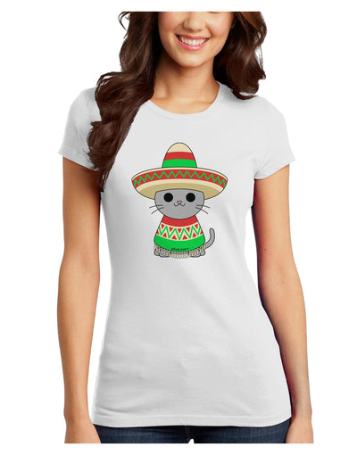 Cat with Sombrero and Poncho Juniors T-Shirt by TooLoud-Womens Juniors T-Shirt-TooLoud-White-Juniors Fitted X-Small-Davson Sales