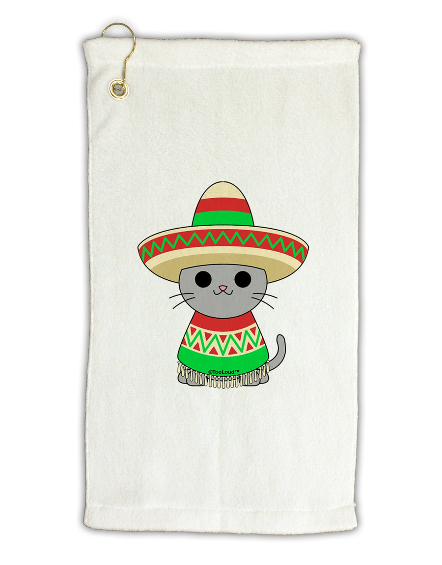 Cat with Sombrero and Poncho Micro Terry Gromet Golf Towel 16 x 25 inch by TooLoud-Golf Towel-TooLoud-White-Davson Sales