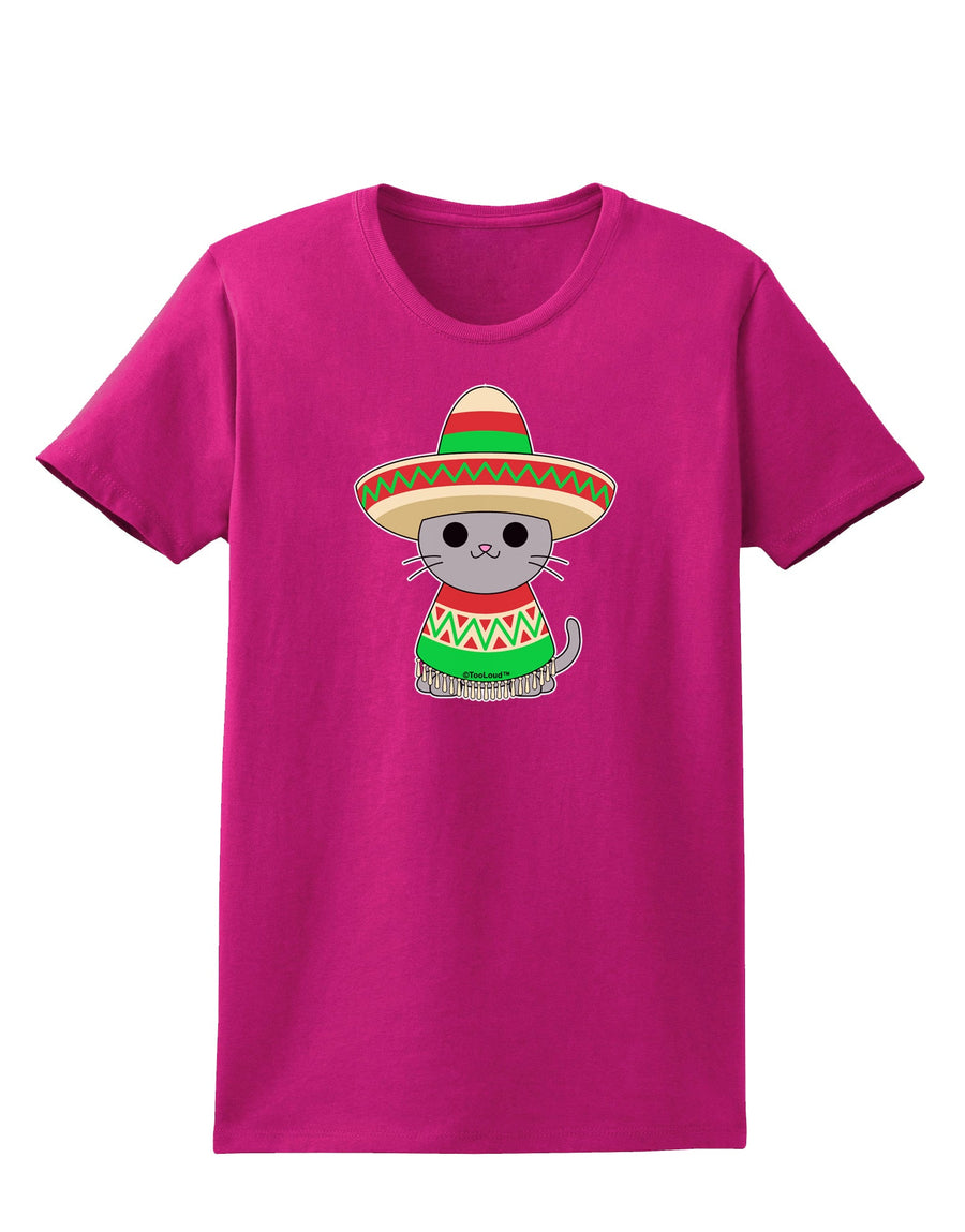 Cat with Sombrero and Poncho Womens Dark T-Shirt by TooLoud-Womens T-Shirt-TooLoud-Black-X-Small-Davson Sales