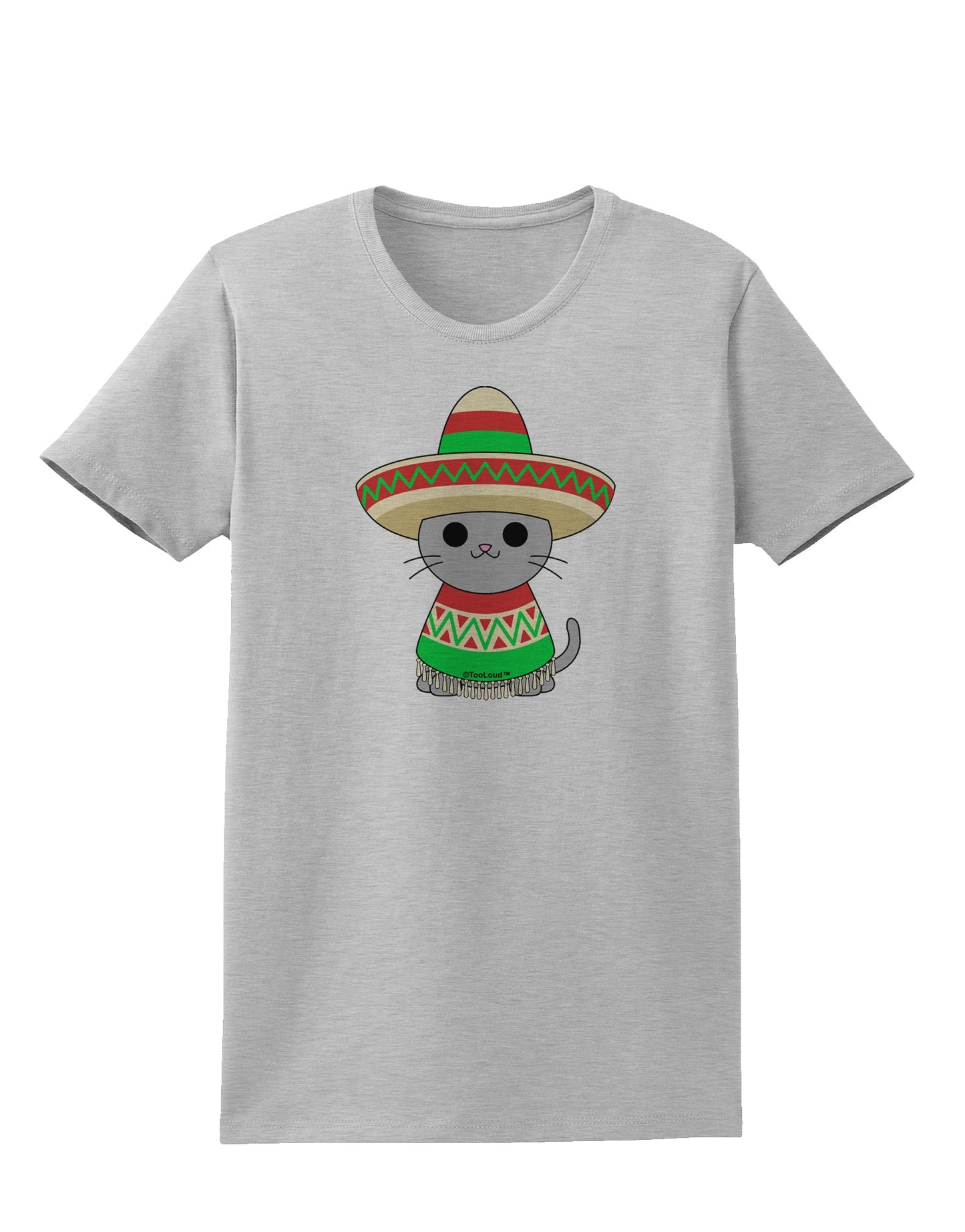 Cat with Sombrero and Poncho Womens T-Shirt by TooLoud-Womens T-Shirt-TooLoud-AshGray-X-Small-Davson Sales