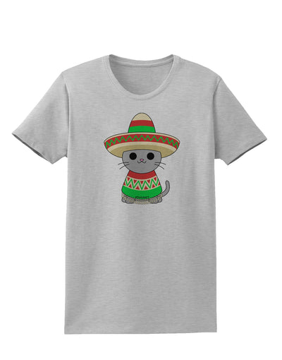 Cat with Sombrero and Poncho Womens T-Shirt by TooLoud-Womens T-Shirt-TooLoud-AshGray-X-Small-Davson Sales