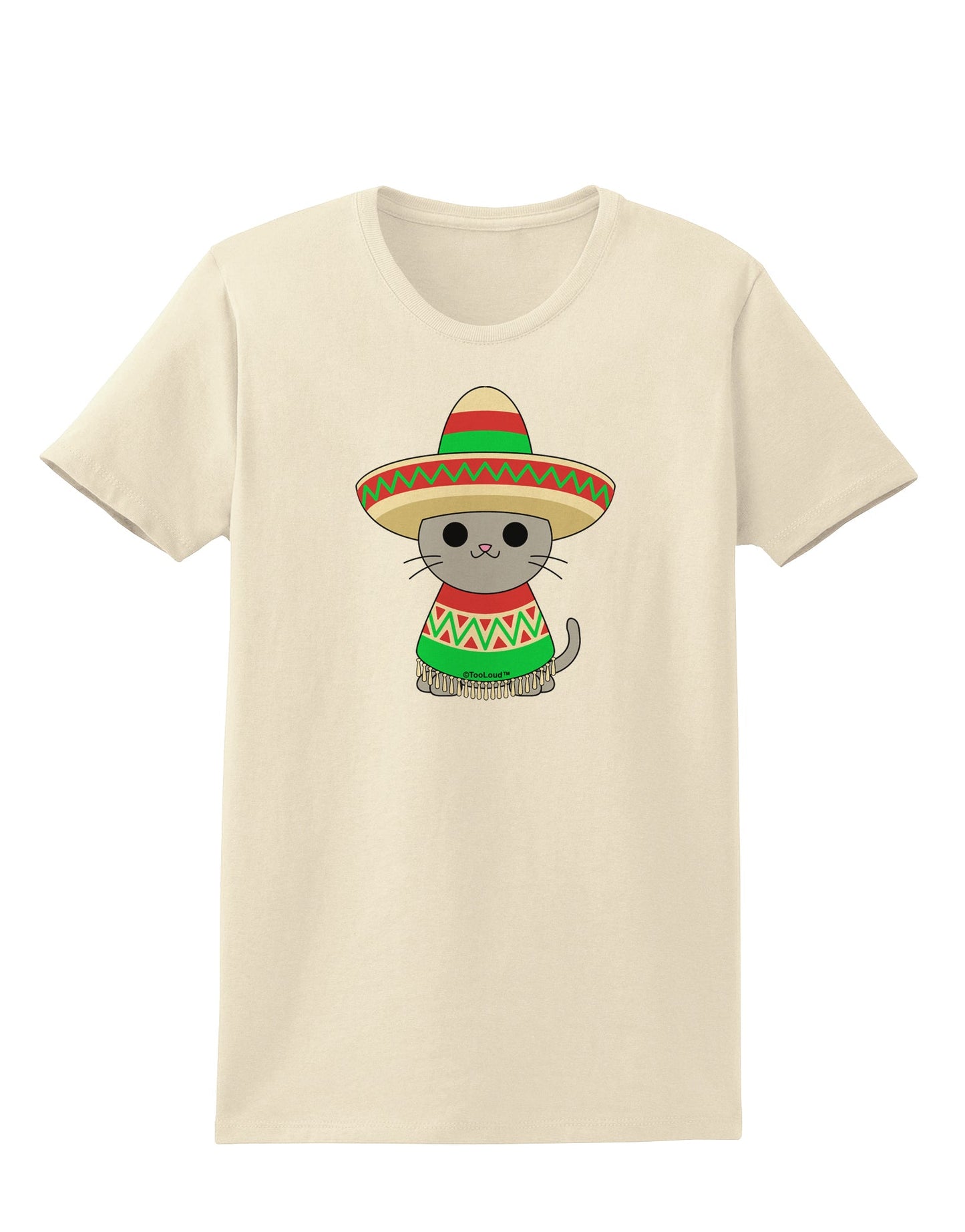 Cat with Sombrero and Poncho Womens T-Shirt by TooLoud-Womens T-Shirt-TooLoud-Natural-X-Small-Davson Sales