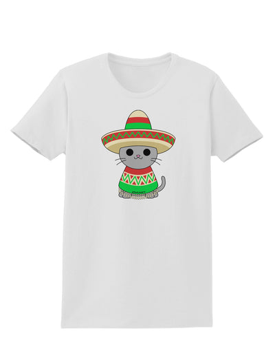 Cat with Sombrero and Poncho Womens T-Shirt by TooLoud-Womens T-Shirt-TooLoud-White-X-Small-Davson Sales