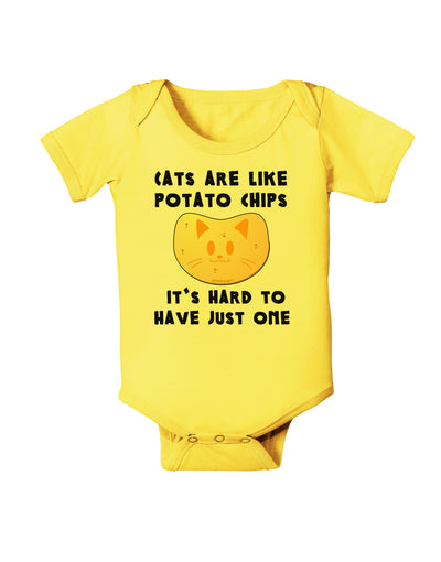 Cats Are Like Potato Chips Baby Romper Bodysuit-Baby Romper-TooLoud-Yellow-06-Months-Davson Sales