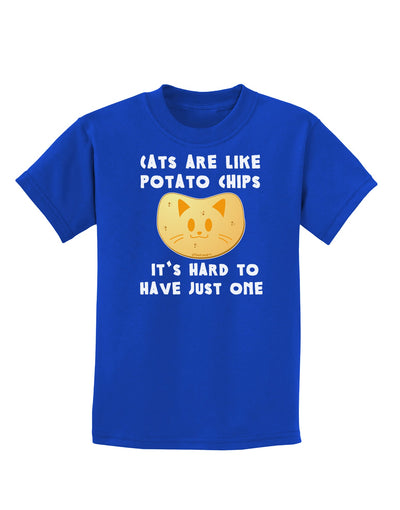 Cats Are Like Potato Chips Childrens Dark T-Shirt-Childrens T-Shirt-TooLoud-Royal-Blue-X-Small-Davson Sales