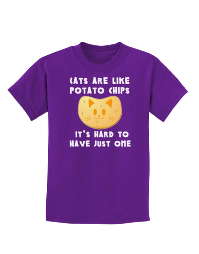 Cats Are Like Potato Chips Childrens Dark T-Shirt-Childrens T-Shirt-TooLoud-Purple-X-Small-Davson Sales