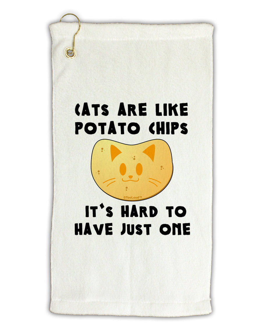 Cats Are Like Potato Chips Micro Terry Gromet Golf Towel 16 x 25 inch by TooLoud-Golf Towel-TooLoud-White-Davson Sales