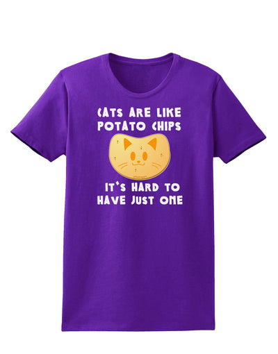 Cats Are Like Potato Chips Womens Dark T-Shirt-TooLoud-Purple-X-Small-Davson Sales