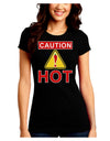 Caution Hot Chili Pepper Sign Juniors Crew Dark T-Shirt-T-Shirts Juniors Tops-TooLoud-Black-Juniors Fitted Small-Davson Sales