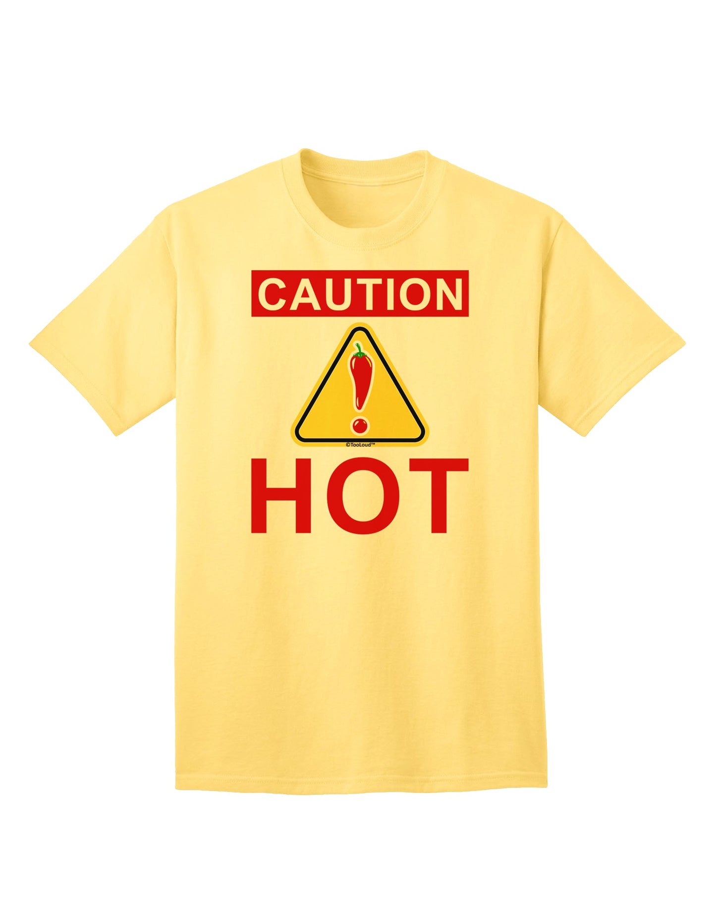 Caution Hot Chili Pepper Sign Premium Adult T-Shirt for Spice Enthusiasts-Mens T-shirts-TooLoud-Yellow-Small-Davson Sales